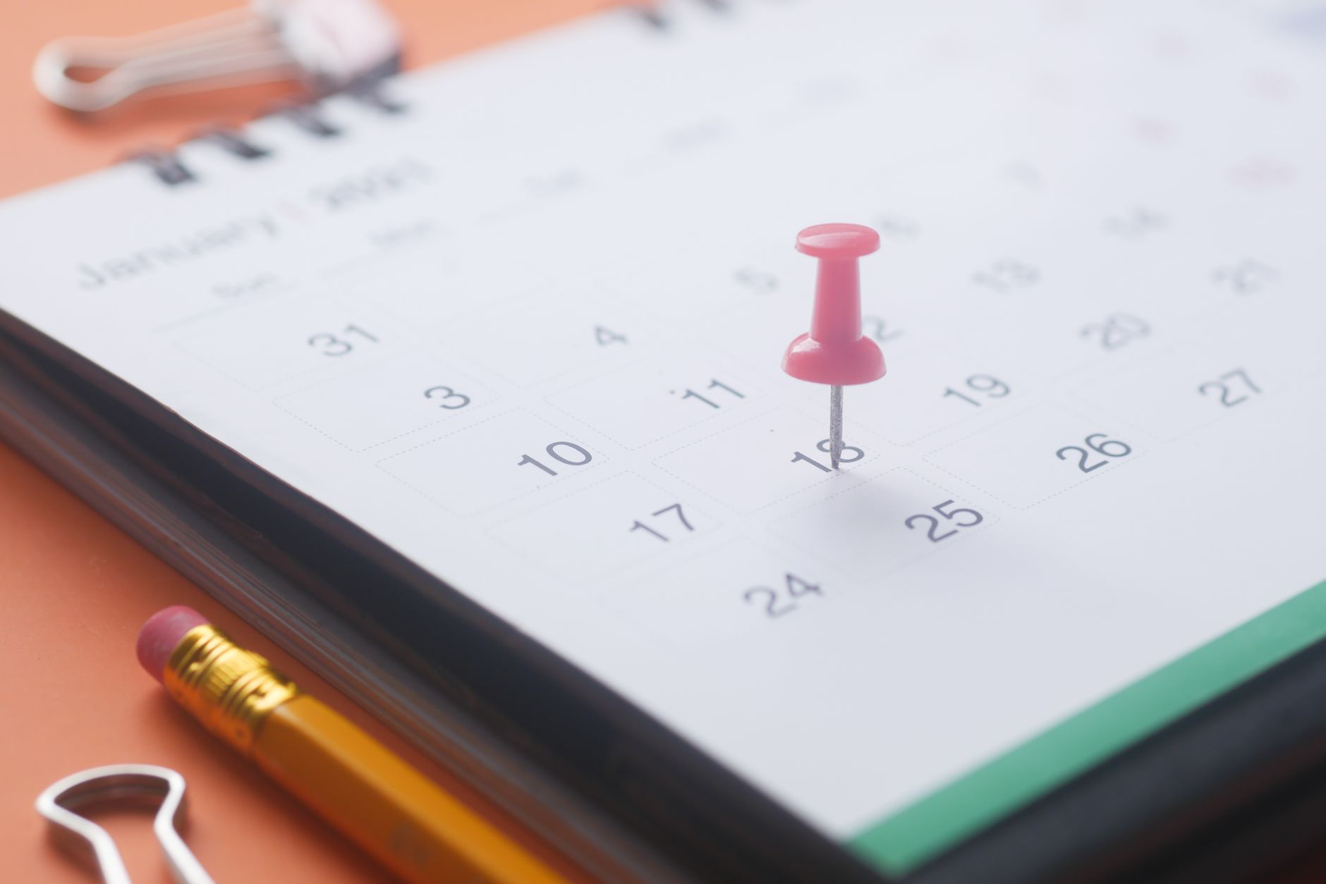 A desk calendar used for tracking important dates